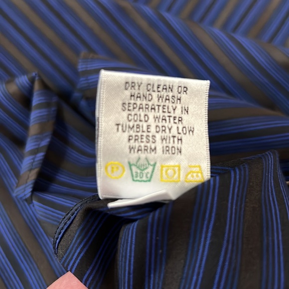 Bugatchi Uomo Blue Striped Mens Long Sleeve Button Shirt - Picture 7 of 7